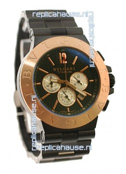Bvlgari Diagono Mens Scuba japanese Replica PVD Watch