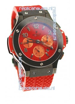 Hublot Big Bang Swiss Watch in Red Dial Ceramic Bezel