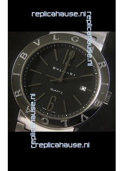 Bvlgari Diagono Japanese Replica Quartz Watch in Black Dial