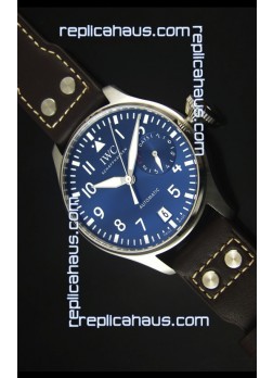 IWC Big Pilot IW500901 - Functional Power Reserve Brown Strap Blue Dial 1:1 Mirror Watch