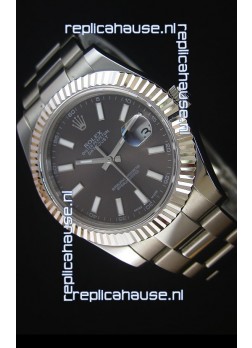 Rolex Datejust II 41MM with Cal.3136 Movement Swiss Replica Watch in Grey Dial Stick Markers 