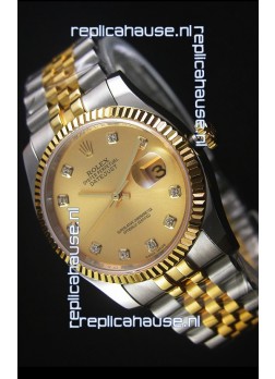 Rolex Datejust Replica Watch Gold with Diamonds Dial in 36MM with 3135 Swiss Movement 
