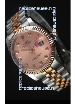 Rolex Datejust Replica Watch Rose Gold with Diamonds Dial in 36MM with 3135 Swiss Movement 