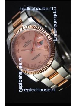 Rolex Datejust Replica Watch Rose Gold with Roman Dial in 36MM with 3135 Swiss Movement 