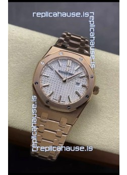 Audemars Piguet Royal Oak 33MM 904L Rose Gold White Dial 1:1 Mirror Replica Watch
