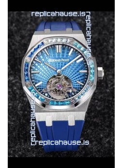 Audemars Piguet Royal Oak Tourbillon 41mm in 904L Casing - Blue Tapisserie Diamonds Bezel 1:1 Ultimate Replica