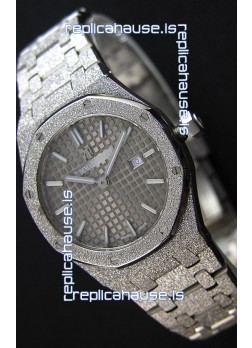 Audemars Piguet Royal Oak Frosted White Gold QUARTZ Watch 33MM Grey Dial - 1:1 Mirror Replica 