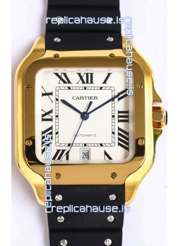 Santos De Cartier Yellow Gold Casing 1:1 Mirror Swiss Replica Watch 40MM