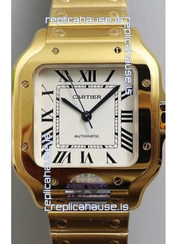 Santos De Cartier 1:1 Mirror Replica - 36MM Yellow Gold Swiss Movement Watch 