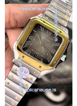 Cartier Santos De Cartier 904L Steel Brown Dial Two Tone 1:1 Mirror Replica - 40MM Stainless Steel Watch
