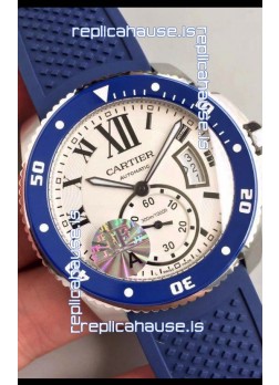 Calibre De Cartier Watch 42MM White Dial Steel Case - 1:1 Mirror Replica Watch