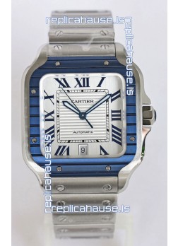 Santos De Cartier 1:1 Blue DLC Bezel Swiss Replica Watch 40MM