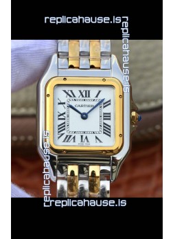 Cartier PANTHERE Edition 1:1 Mirror Swiss Watch 2 Tone Yellow Gold White Dial 