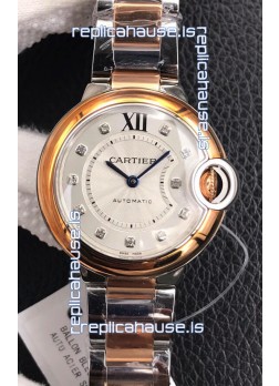 Ballon De Cartier Swiss Quartz 1:1 Mirror Quality 28MM in Two Tone Rose Gold Casing