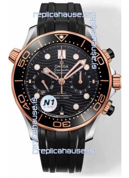 Omega Seamaster Co-Axial Master Chronograph Two Tone Black Dial 44MM 1:1 Mirror Replica