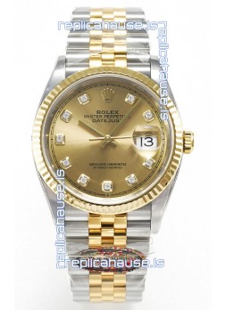 Rolex Super Clone Datejust ETA 3235 Movement 36MM Two Tone Yellow Gold Swiss Gold Dial