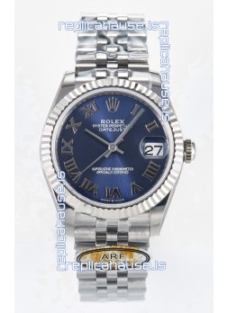 Rolex Super Clone Datejust ETA 2688 Movement 31MM Stainless Steel Blue Roman Dial Watch 