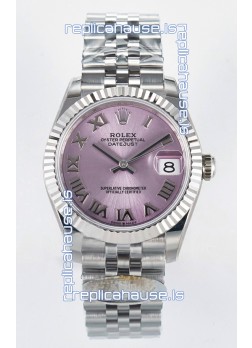 Rolex Super Clone Datejust ETA 2688 Movement 31MM Stainless Steel Pink Roman Dial Watch 