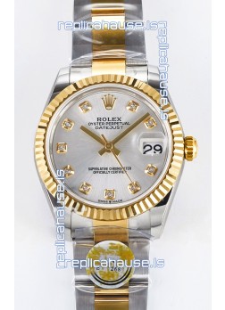 Rolex Super Clone Datejust ETA 2688 Movement 31MM Two Tone Yellow Gold Swiss Silver Dial