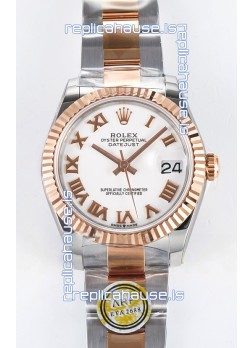 Rolex Super Clone Datejust ETA 2688 Movement 31MM Two Tone Rose Gold Swiss White Dial