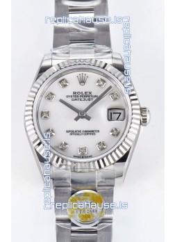 Rolex Super Clone Datejust ETA 2688 Movement 31MM Stainless Steel Pearl Dial Watch 