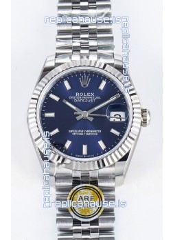 Rolex Super Clone Datejust ETA 2688 Movement 31MM Stainless Steel Blue Dial Watch 