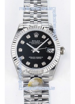 Rolex Super Clone Datejust ETA 2688 Movement 31MM Stainless Steel Black Dial Watch 