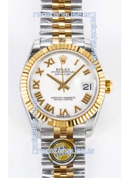 Rolex Super Clone Datejust ETA 2688 Movement 31MM Two Tone Yellow Gold Swiss White Dial