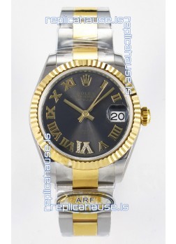 Rolex Super Clone Datejust ETA 2688 Movement 31MM Two Tone Yellow Gold Swiss Grey Dial