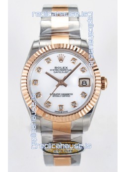 Rolex Super Clone Datejust ETA 2688 Movement 31MM Two Tone Rose Gold White Dial