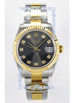 Rolex Super Clone Datejust ETA 2688 Movement 31MM Two Tone Yellow Gold Grey Dial