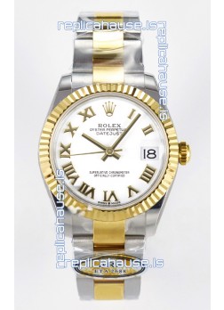 Rolex Super Clone Datejust ETA 2688 Movement 31MM Two Tone Yellow Gold Watch White Dial