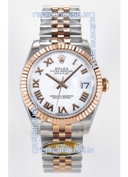 Rolex Super Clone Datejust ETA 2688 Movement 31MM Two Tone Rose Gold Swiss White Dial