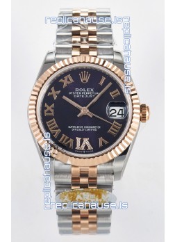 Rolex Super Clone Datejust ETA 2688 Movement 31MM Two Tone Rose Gold Swiss Purple Dial