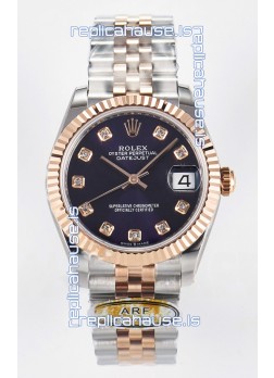 Rolex Super Clone Datejust ETA 2688 Movement 31MM Two Tone Rose Gold Swiss Purple Dial