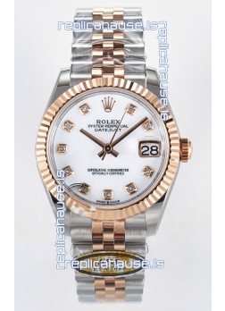 Rolex Super Clone Datejust ETA 2688 Movement 31MM Two Tone Rose Gold Swiss White Dial