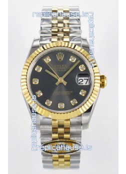 Rolex Super Clone Datejust ETA 2688 Movement 31MM Two Tone Yellow Gold Swiss Grey Dial