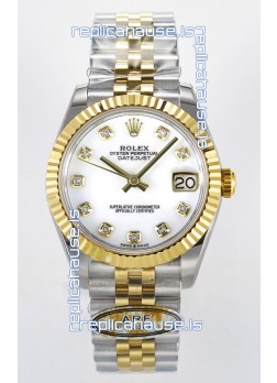 Rolex Super Clone Datejust ETA 2688 Movement 31MM Two Tone Yellow Gold Swiss White Dial