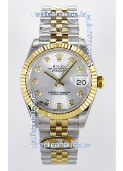 Rolex Super Clone Datejust ETA 2688 Movement 31MM Two Tone Yellow Gold Swiss Silver Dial