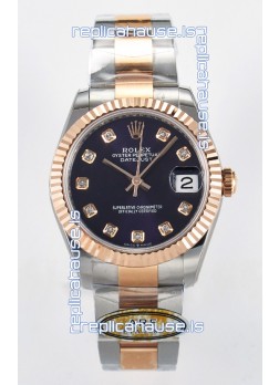 Rolex Super Clone Datejust ETA 2688 Movement 31MM Two Tone Rose Gold Swiss Purple Dial