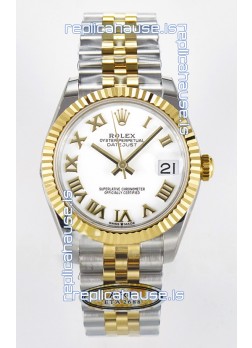 Rolex Super Clone Datejust ETA 2688 Movement 31MM Two Tone Yellow Gold Swiss White Dial