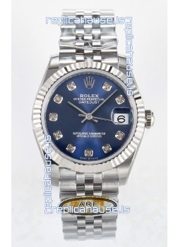 Rolex Super Clone Datejust ETA 2688 Movement 31MM Stainless Steel Blue Dial Watch 