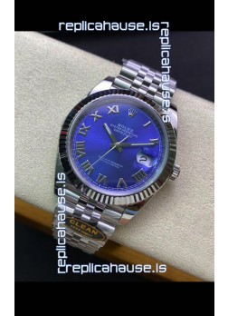 Rolex Datejust 41MM Swiss Replica in 904L Steel in Blue Dial - 1:1 Mirror Replica