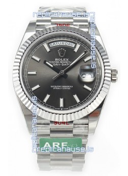 Rolex Day Date Presidential Stainless Steel Grey Dial Watch 40MM - 1:1 Mirror Quality