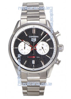 Tag Heuer Carrera Chronograph 43 Swiss Quartz Replica Watch Black Dial Steel Strap