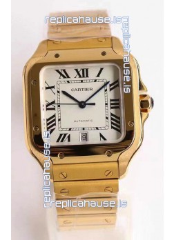 Cartier Santos De Cartier XL 1:1 Yellow Gold Casing Swiss Replica Watch 40MM