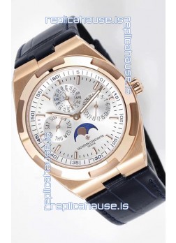 Vacheron Constantin Overseas Perpetual Calendar Ultra-Thin Steel Dial Rose Gold Casing Replica