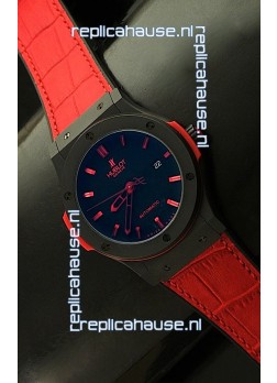 Hublot Big Bang Classic Fusion Ceramic Case Watch in Red Strap
