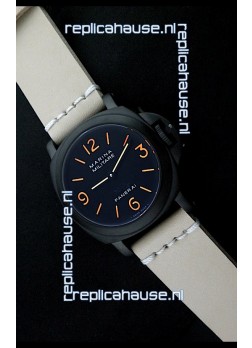 Panerai Luminor Marina Black Seal PVD Swiss Watch Tan Strap