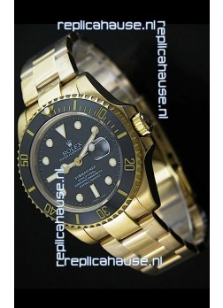 Rolex Submariner Japanese Gold Watch in Black Dial with Ceramic Bezel
